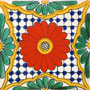 Mexican Handpainted Tile Flor Pascua 1093